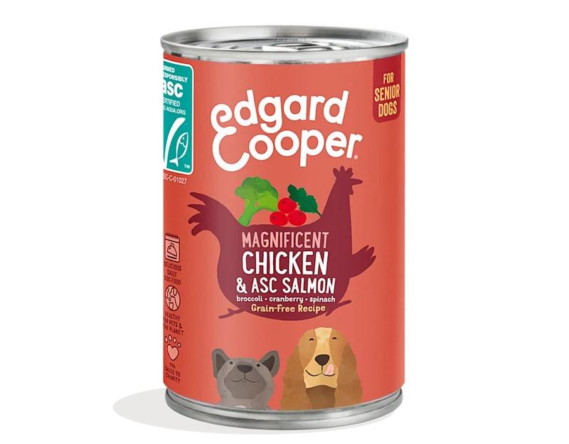 Edgard Cooper | Pollo y Salmón | Lata para Perros Senior 400g