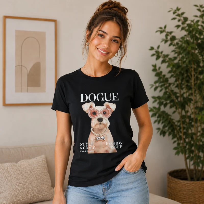 🐶 Camiseta negra “DOGUE – Fashion Dog”