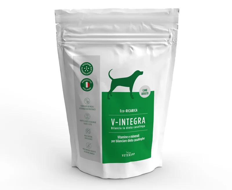 V-Integra Perro Adulto 1kg ECO Recarga, Suplemento Completo Rico en Vitaminas y Minerales para Equilibrar Dieta Casera y Barf