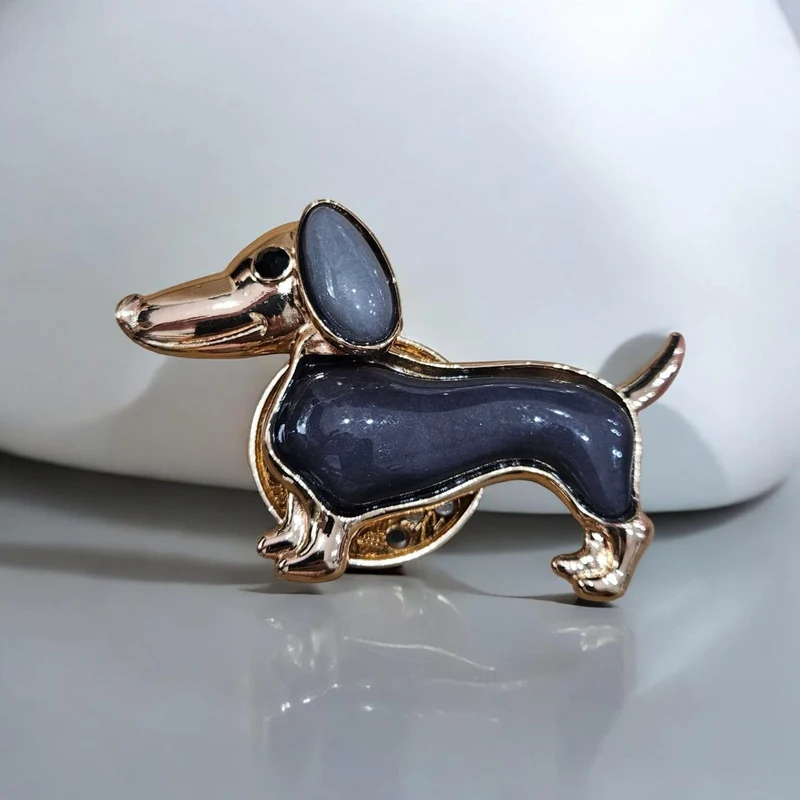 Broche Perrito Salchicha Gris