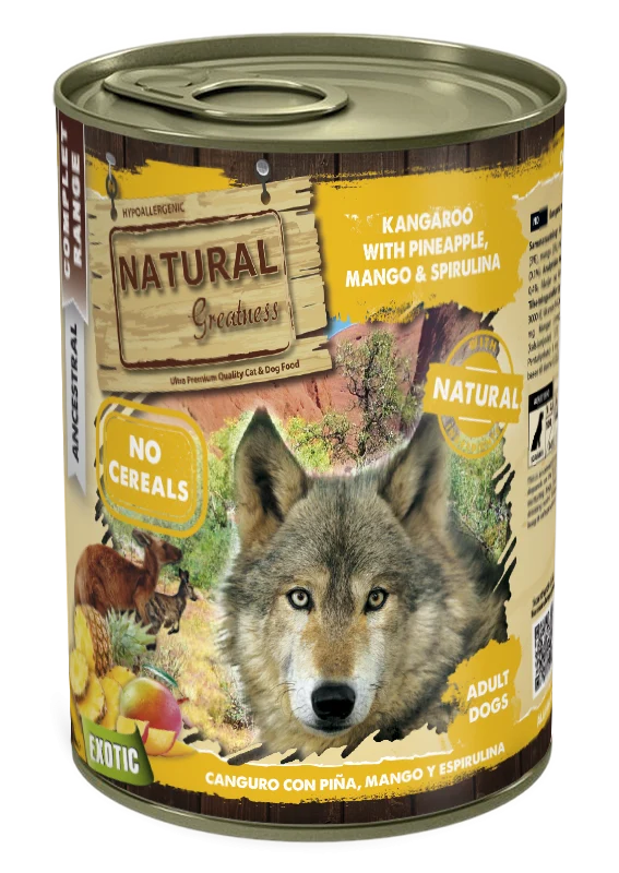 Lata de Canguro con Piña y Espirulina para Perro (exótica) | 400gr | Natural Greatness
