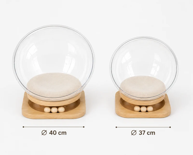 Cama para Gatos Acrílica con Base de Madera