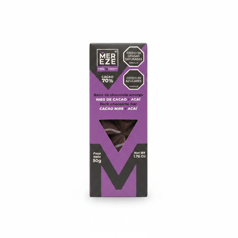 Chocolate amargo nibs de cacaoacai 50g