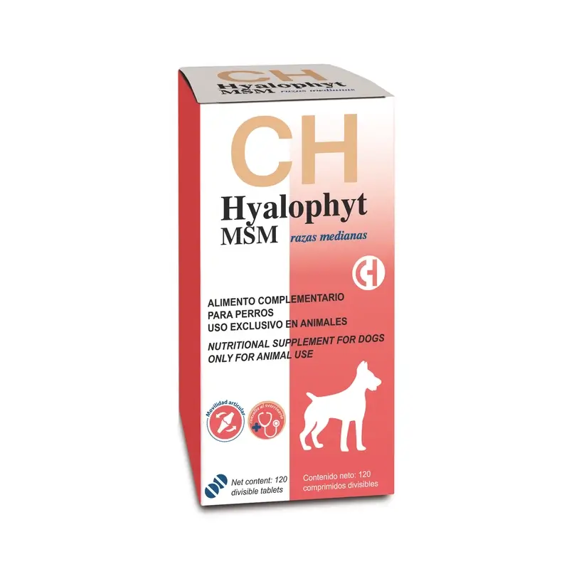 Chemical Hyalophyt MSM para cães de raças médias, 120 comprimidos