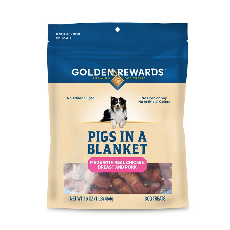 Golden Rewards Pigs in a Blanket Dog Treats Real Chicken and Pork 16 oz