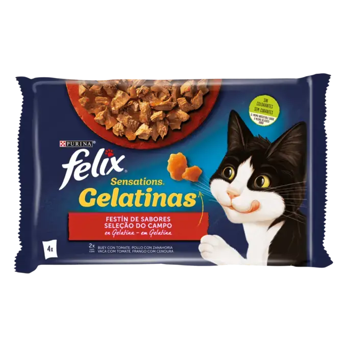 Purina Felix Sensations Festín De Sabores Sobres En Gelatina 4x85g