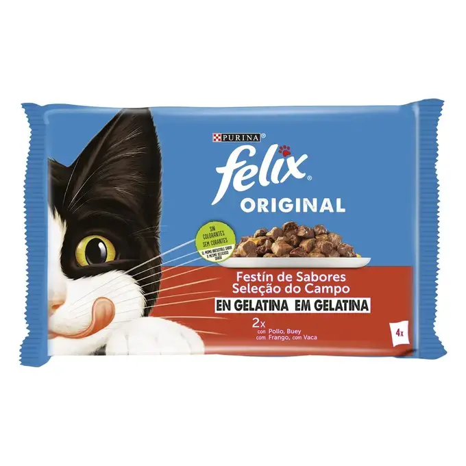 Purina Felix Original Selección De Carnes Sobres En Gelatina 4x85g