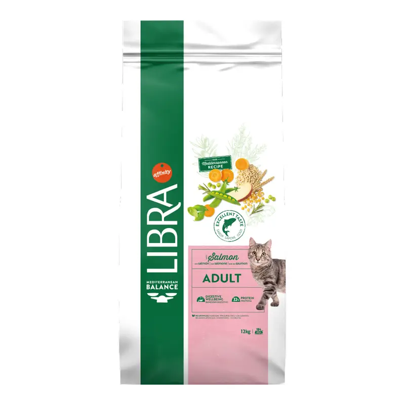 Ração para gatos, com salmão, Premium, 12 kg