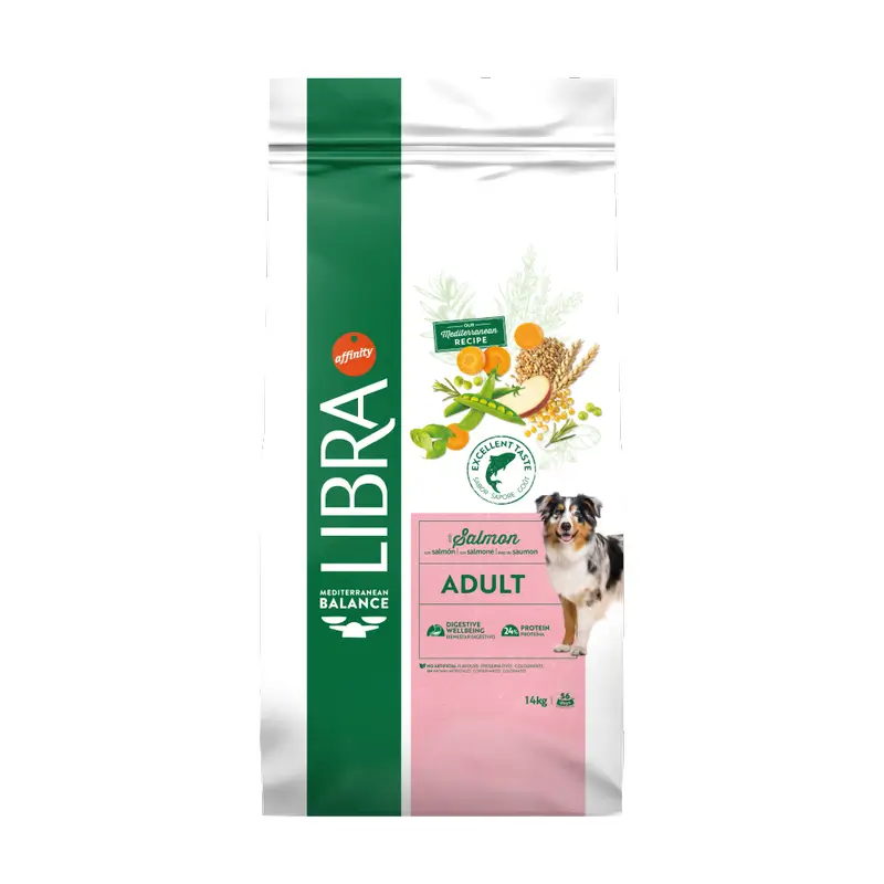 Ração para cães Libra, com salmão, Premium, 14 kg