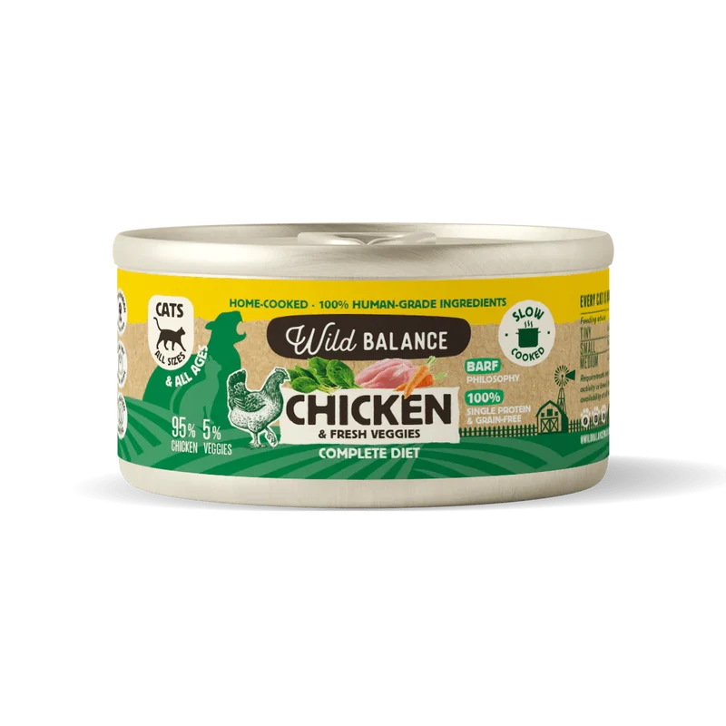 Lata de pollo para gatos cocinada al vapor - Wild Balance