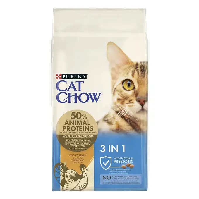 PURINA Cat Chow Adulto 3 en 1 Pavo 15kg