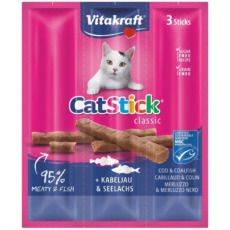 Vitakraft Cat Stick Mini Bacalhau e Atum 20x3 unidades