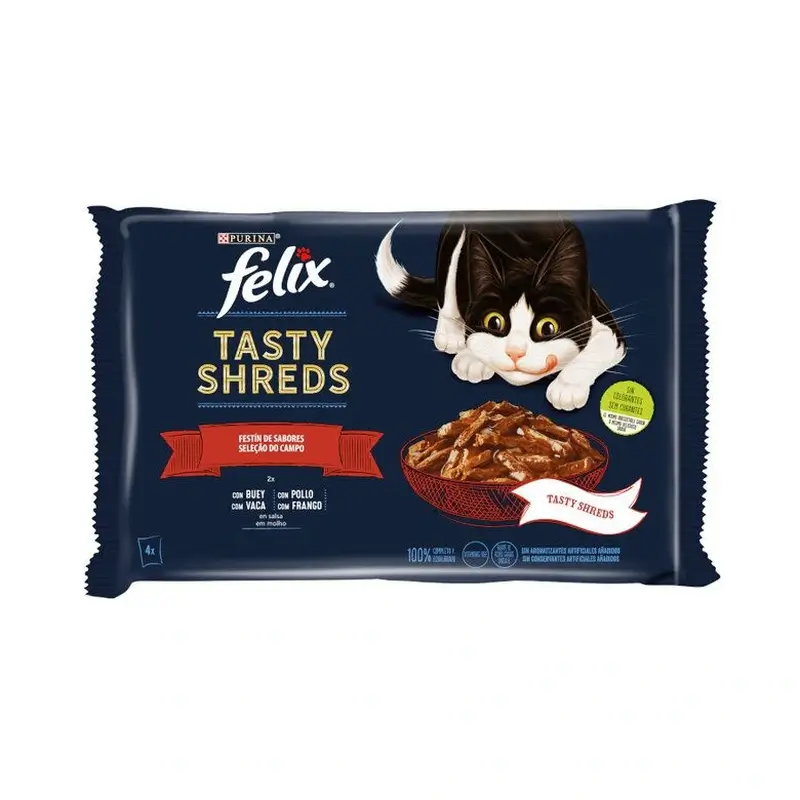 Felix Tasty Shreds Carnes com Molho 12x4x80 gramas