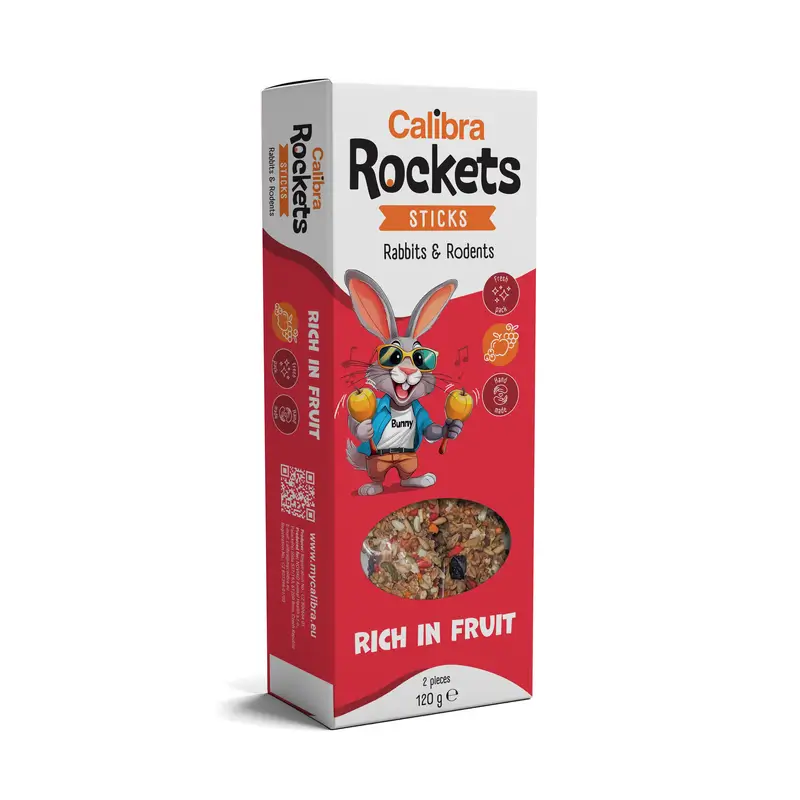 Calibra Rockets Sticks Conej - Roedor - Frutas 120G