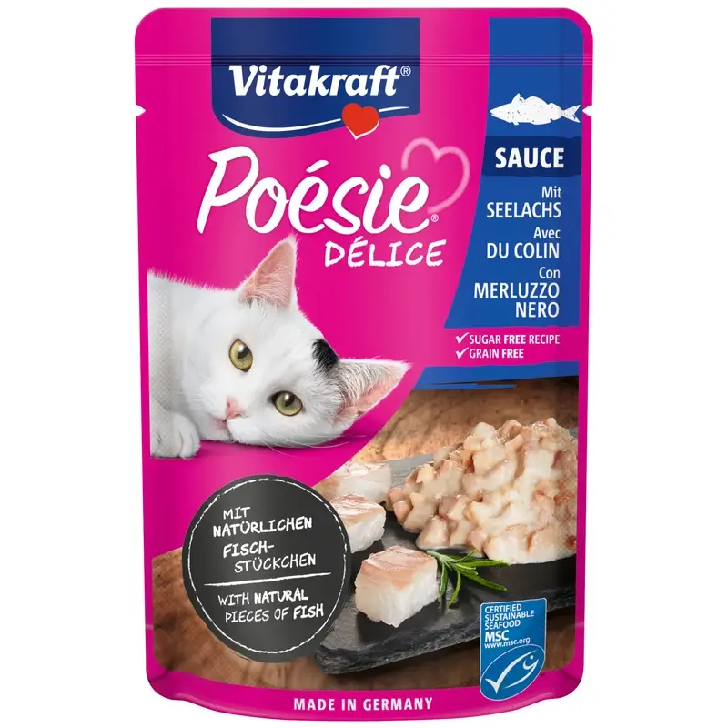 Vitakraft Poésie Delisauce - Saqueta de Pollack 23x85 g