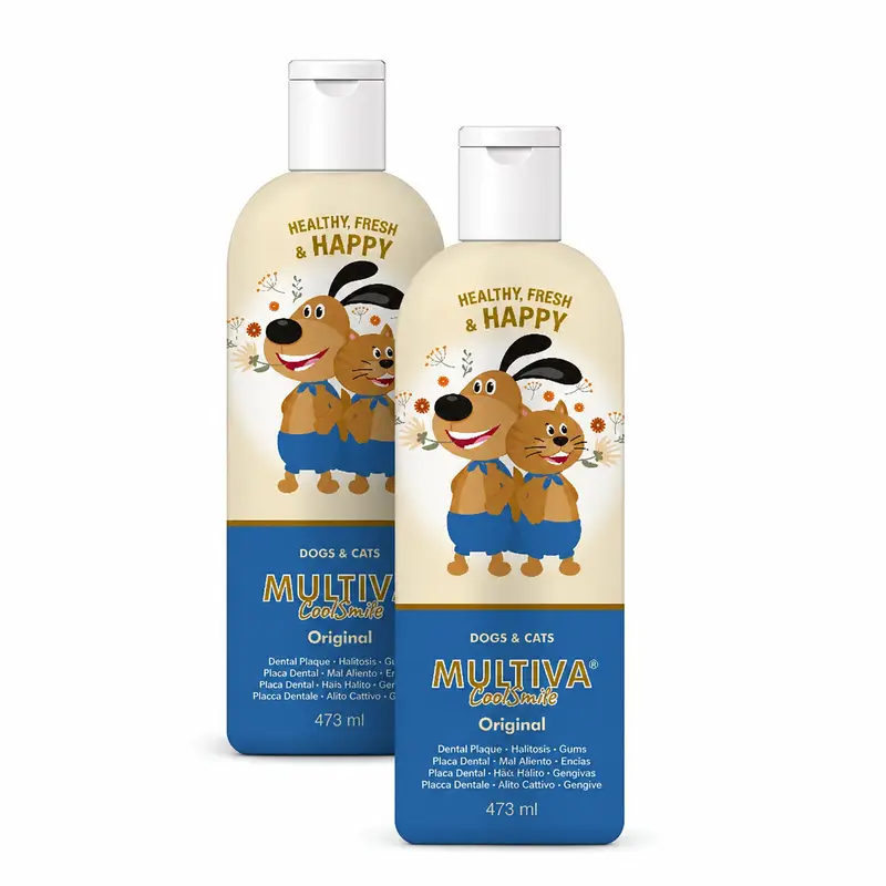Multiva CoolSmile Original para Cães e Gatos – Solução Oral, Embalagem de 2 x 473 ml