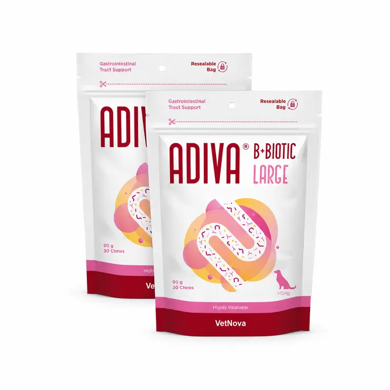 Vetnova Adiva B+Biotic Large, Embalagem de 2 x 30 pastilhas mastigáveis