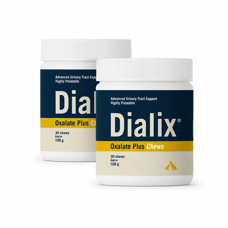 Vetnova Dialix Oxalate Plus Embalagem de 2 x 30 pastilhas mastigáveis