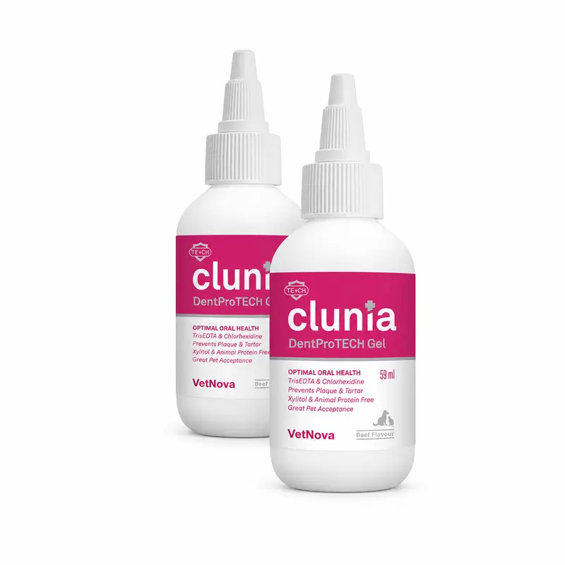 Vetnova Clunia DentProTech Gel, embalagem com 2 x 59 ml