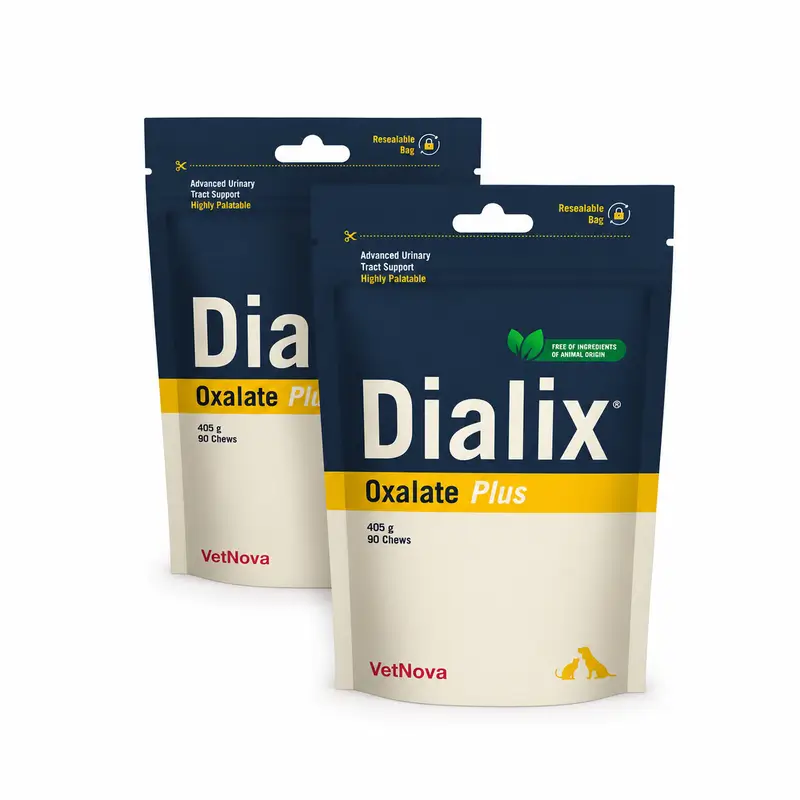 Dialix® Oxalate Plus Embalagem de 2 x 90 pastilhas mastigáveis - Nova fórmula vegana, 405 gr