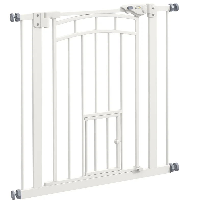 Pawhut Barrera De Seguridad Extensible 74-80x76 Cm Con Extensión Blanco