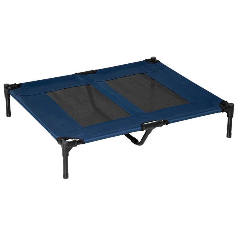 Pawhut Cama Elevada Para Perros Interior Y Exterior 91,5x76,2x18 Cm Azul