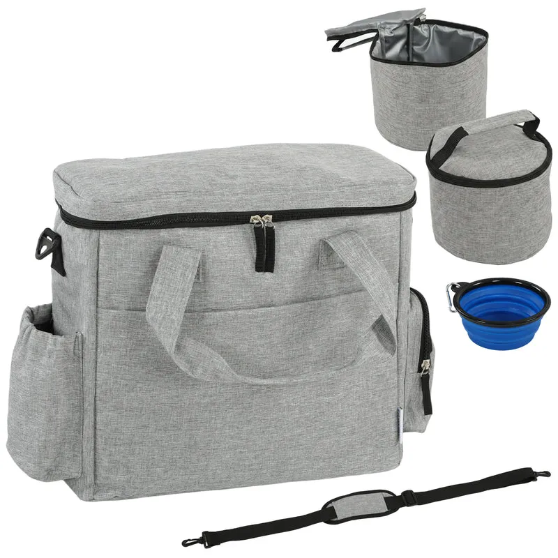 Pawhut Bolso De Viaje Para Perros Con 2 Contenedores De Pienso Y Cuenco Plegable