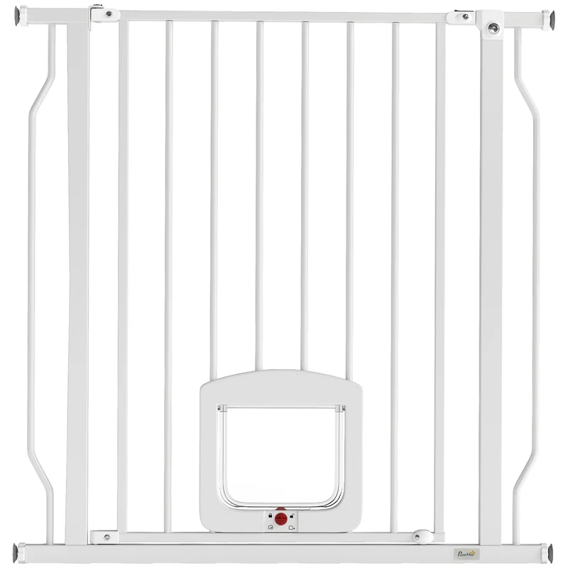 Pawhut Barrera De Seguridad Para Perros Para Escaleras Y Puertas 75-85 Cm Blanco