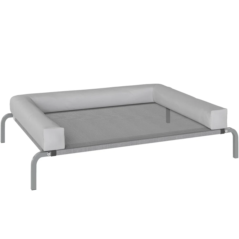 Pawhut Cama Elevada Para Perros Transpirable Con Refuerzos Extraíbles Gris Claro
