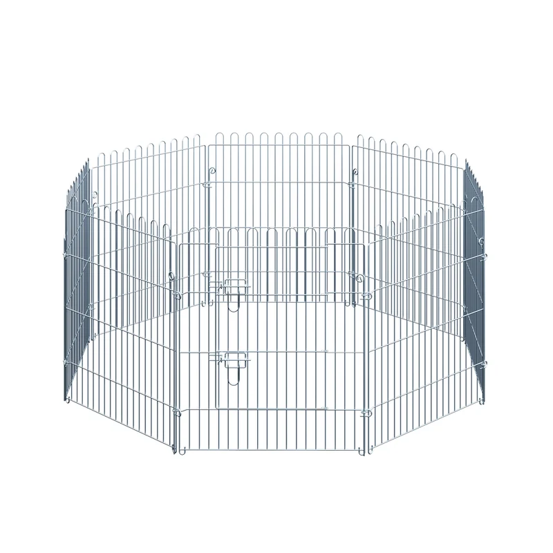 Pawhut Parque Para Perros De 8 Piezas 63x76 Cm Con 1 Puerta Plata