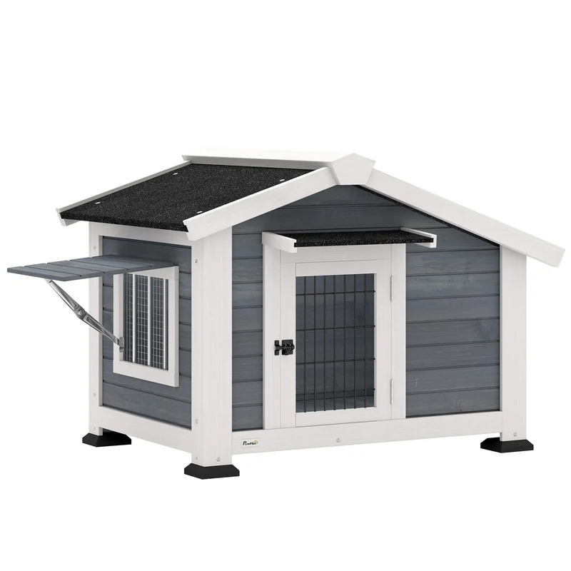 Pawhut Caseta Para Perros Exterior De Madera Con Techo Asfático Suelo Extraíble