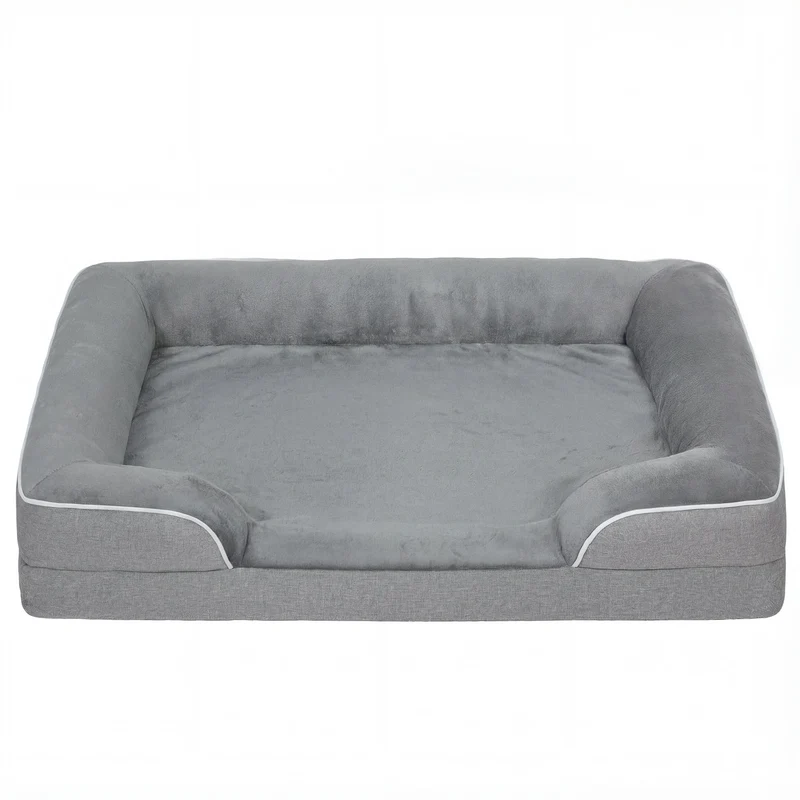 Pawhut Cama Para Perros Medianos Con Base Antideslizante 91,5x68,5x16,5 Cm Gris