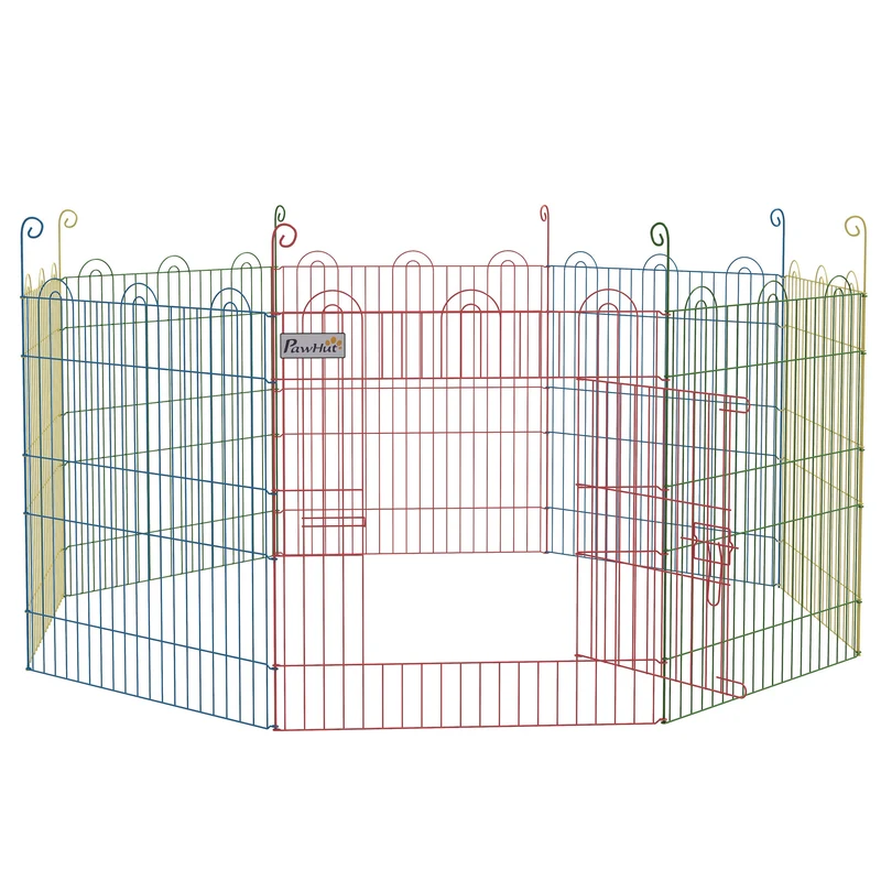 Pawhut Parque Plegable Para Perros De 8 Paneles Ø156x60 Cm Con Puerta Multicolor