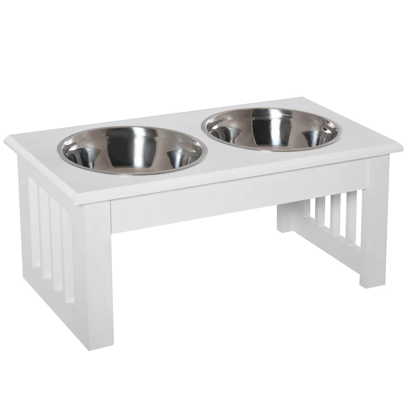 Pawhut Comedero Elevado Para Perros Con 2 Cuencos Extraíbles Y Soporte Acero