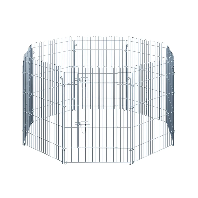 Pawhut Parque Para Perros De 8 Piezas 63x91 Cm Con 1 Puerta Plata