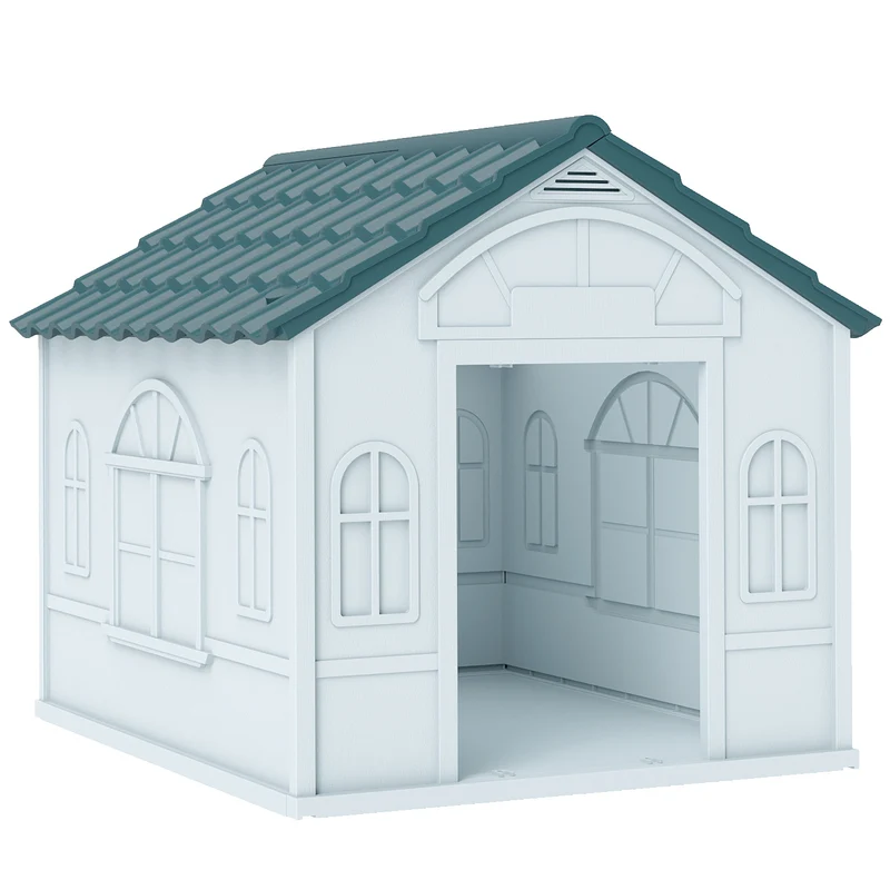 Pawhut Caseta Para Perros Para Exterior 65x75,7x63 Cm Azul Verdoso Y Blanco