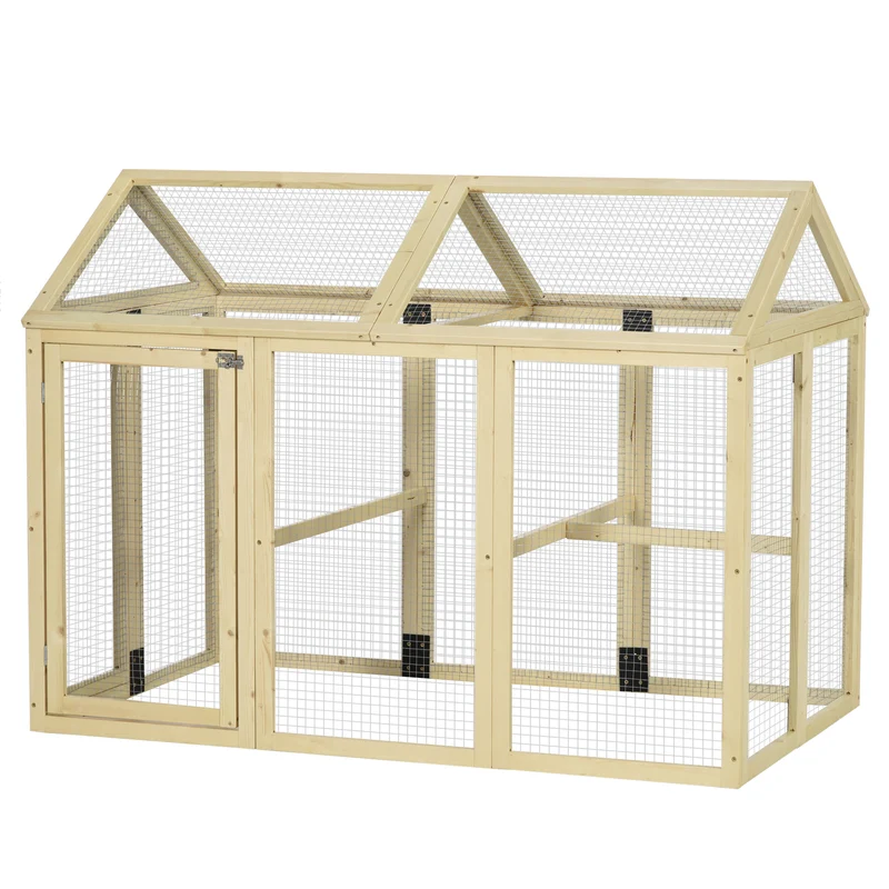 Pawhut Gallinero Para Exterior 140x88,5x106 Cm Para 1-3 Gallinas Madera Natural