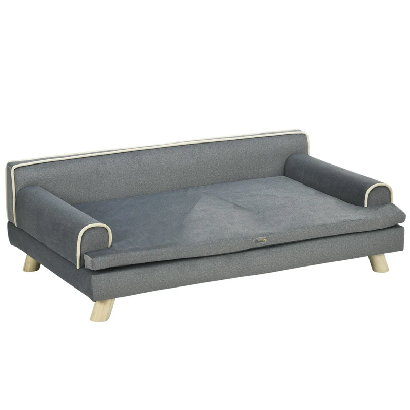 Pawhut Sofá Para Perros Grandes Y Medianos Tapizada En Chenilla 100x62x32 Cm