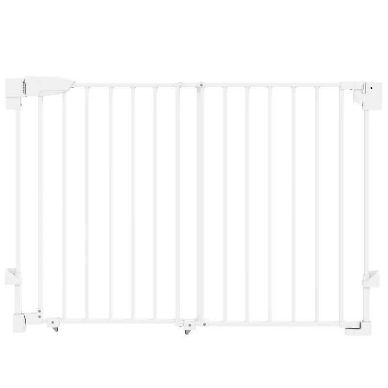 Pawhut Barrera De Seguridad Para Perros, Ancho 74,5-111,5 Cm Con Pestillo Blanco