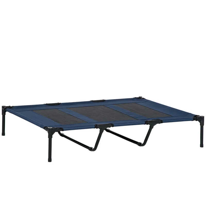 Pawhut Cama Elevada Perros Transpirable Interiores Exteriores 122x92x23 Cm Azul