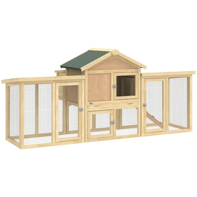 Pawhut Gallinero Para Exterior Grande De Madera 204x85x93 Cm Con Corral Bandeja
