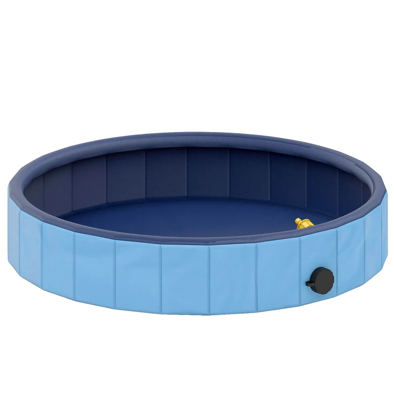 Pawhut Piscina Para Perros Plegable Con Aspersor Antideslizante Resistente Azul