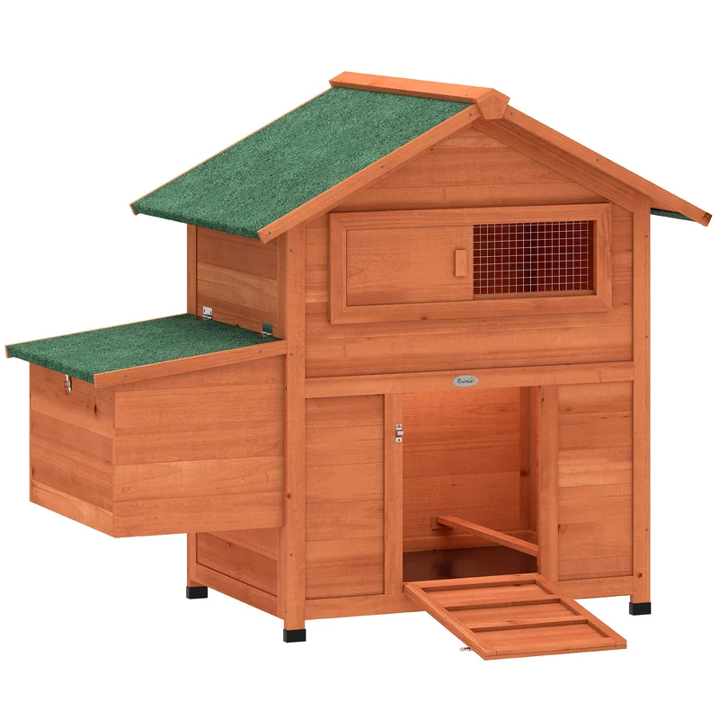 Pawhut Gallinero Para Exterior De Madera 113,5x67,5x95,5 Cm Con Nido Y Bandeja