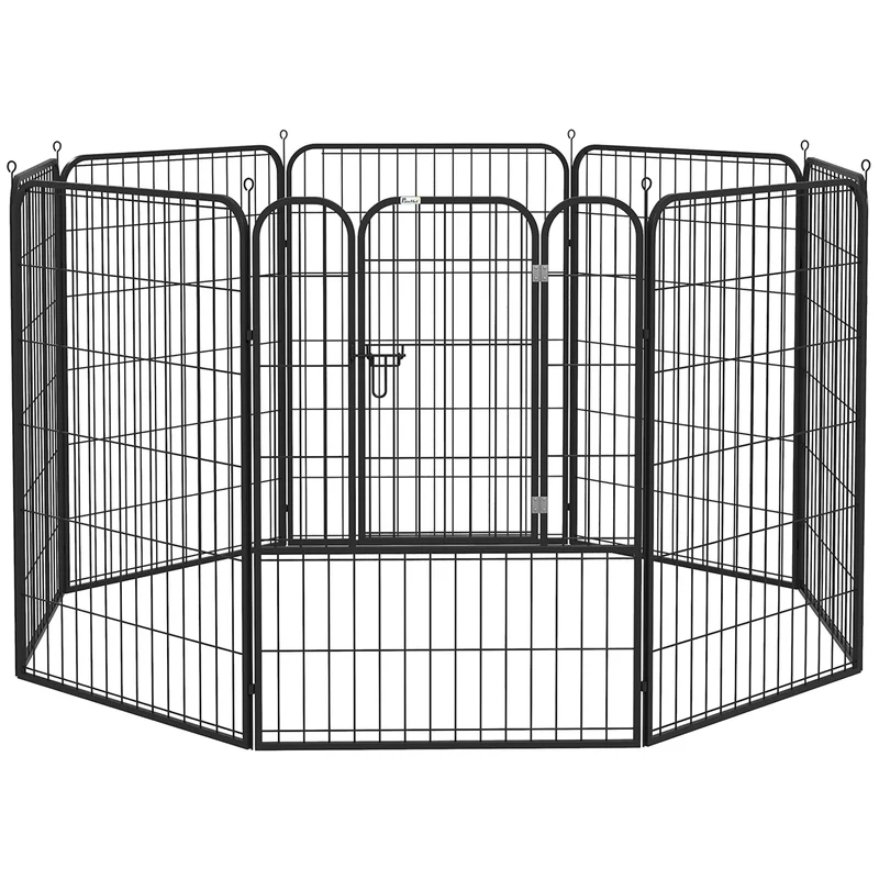 Pawhut Parque Para Mascotas 8 Vallas 80x100 Cm Corral Plegable Puerta Y Doble
