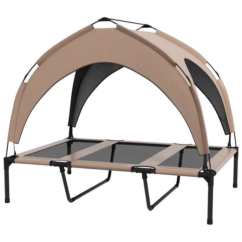 Pawhut Cama Para Perros Elevada Con Toldo Bolsa De Transporte 106x76x94 Cm Café