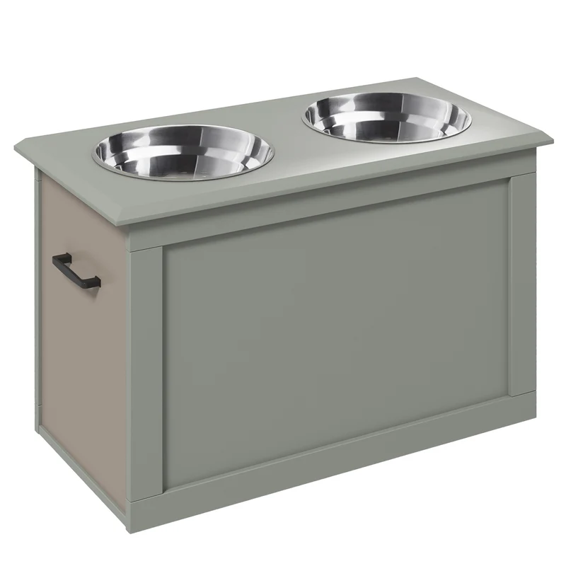 Pawhut Comedero Elevado Para Perros Con 2 Cuencos De Acero Inoxidable Gris
