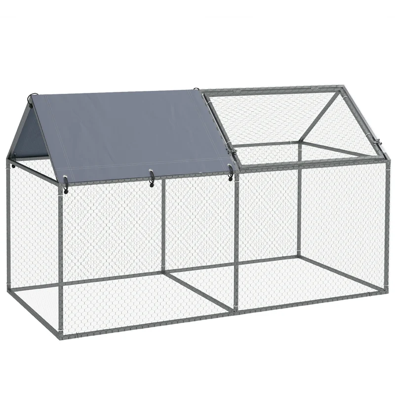 Pawhut Jaula Para Animales Pequeños Con 1 Puerta Superior 198x100x120 Cm Plata