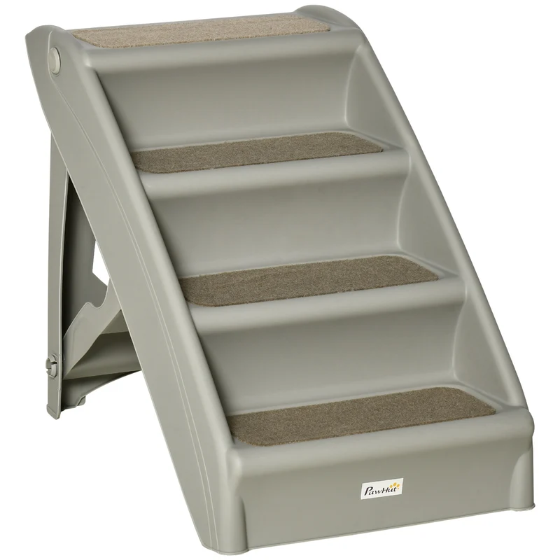 Pawhut Escalera Plegable Para Mascotas 4 Peldaños Con Alfombras Antideslizantes