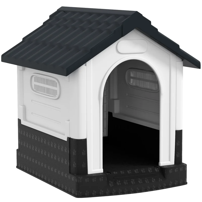 Pawhut Caseta Para Perros Mini Para Exterior Con 3 Ventanas 64,5x57x66 Cm Gris