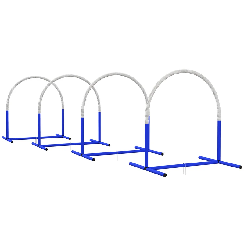 Pawhut Set De Entrenamiento De Agilidad Para Perros De 4 Piezas Blanco Y Azul
